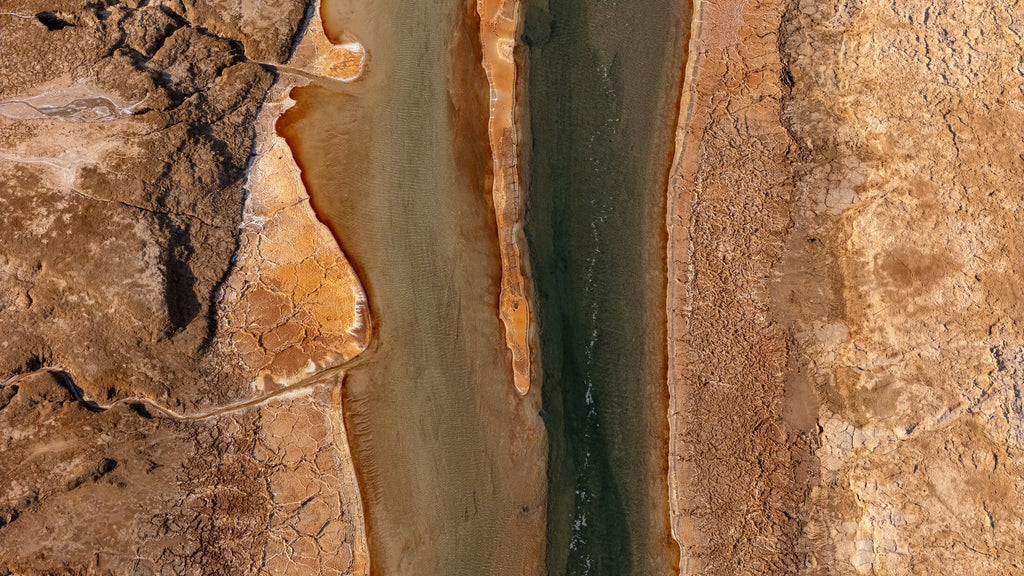 Tidal channel through a Dead Sea salt flat, fine art print