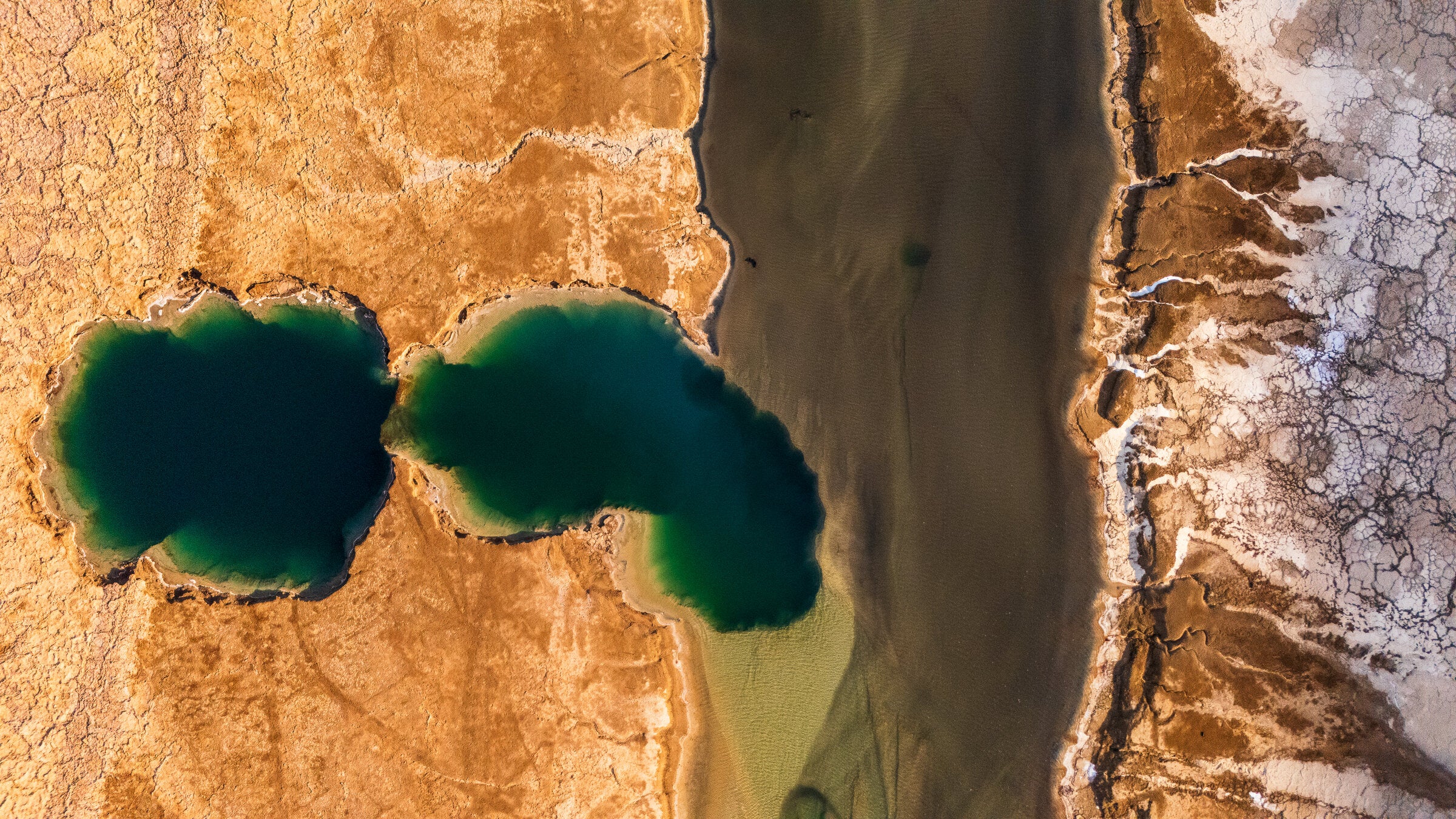Emerald sinkholes in Dead Sea terrain, fine art print