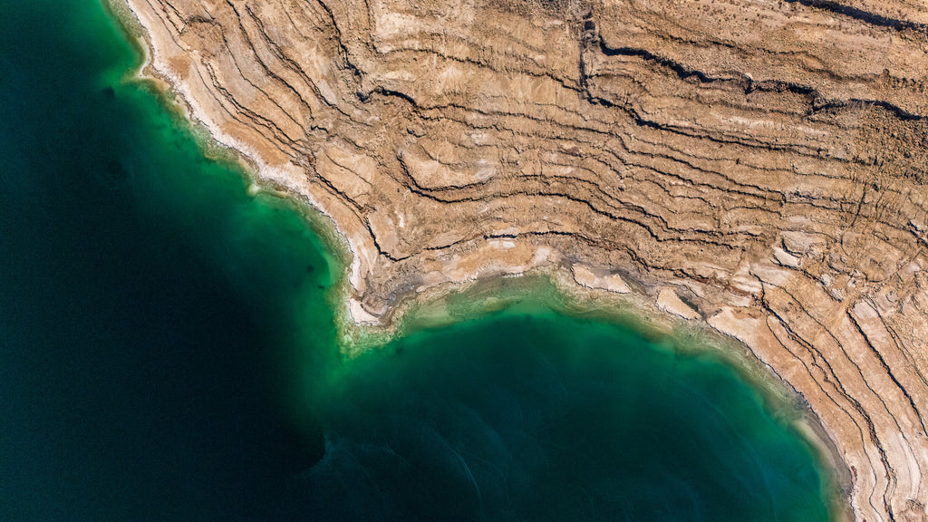 Yellow algae bloom in Dead Sea shallows, fine art print