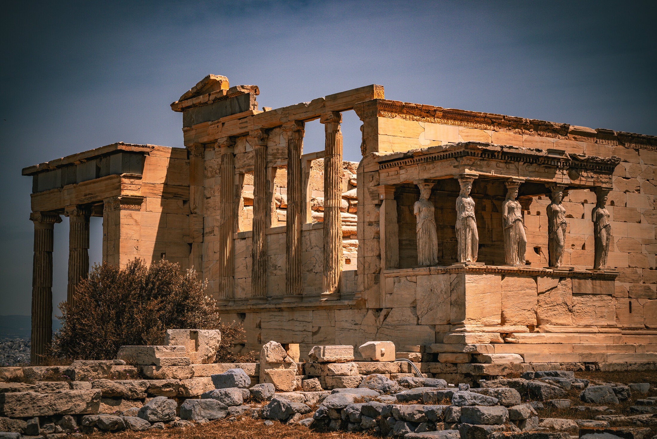 Sunlight on Erechtheion columns, Acropolis, fine art print
