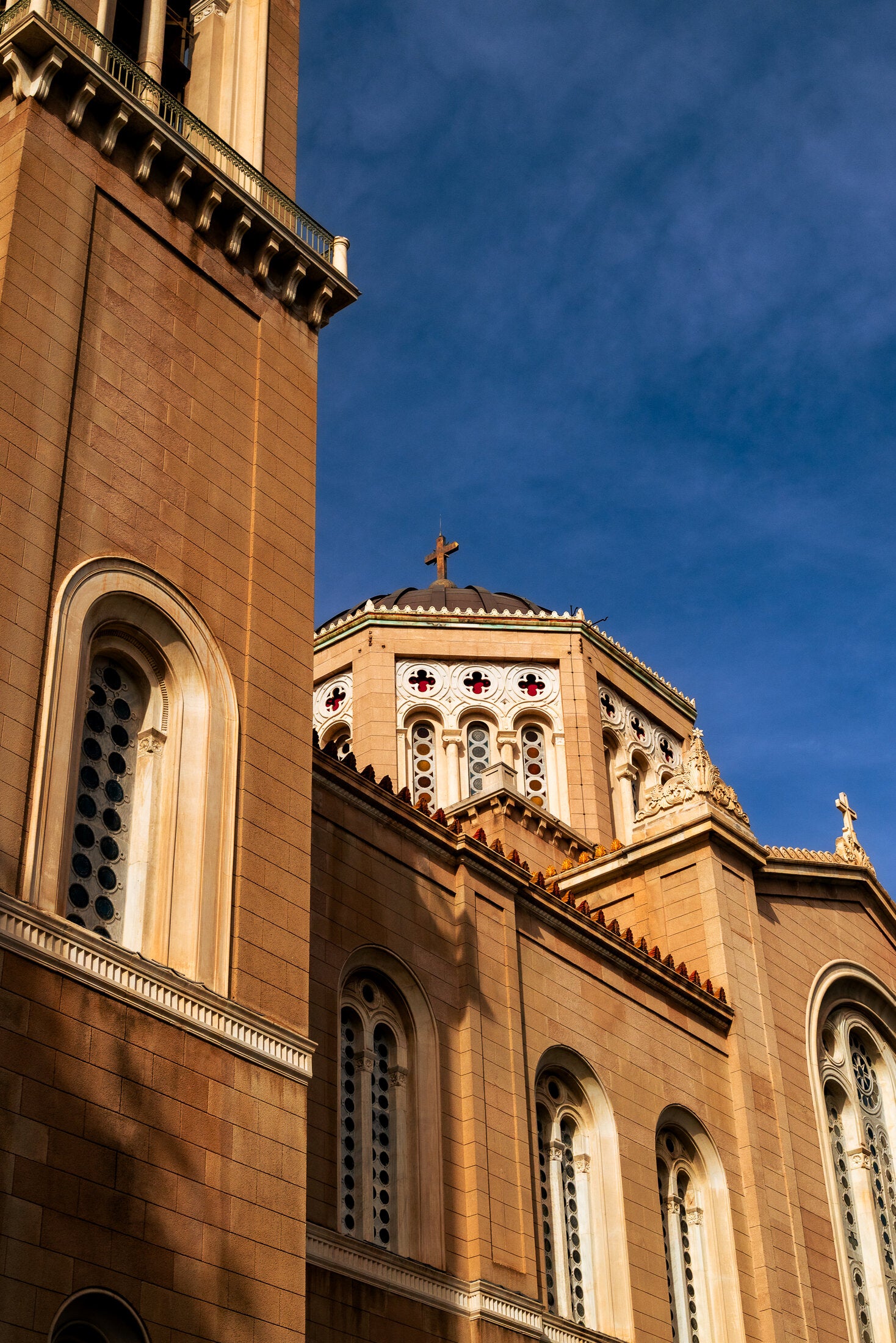 Sandstone cathedral dome against a blue sky, fine art print