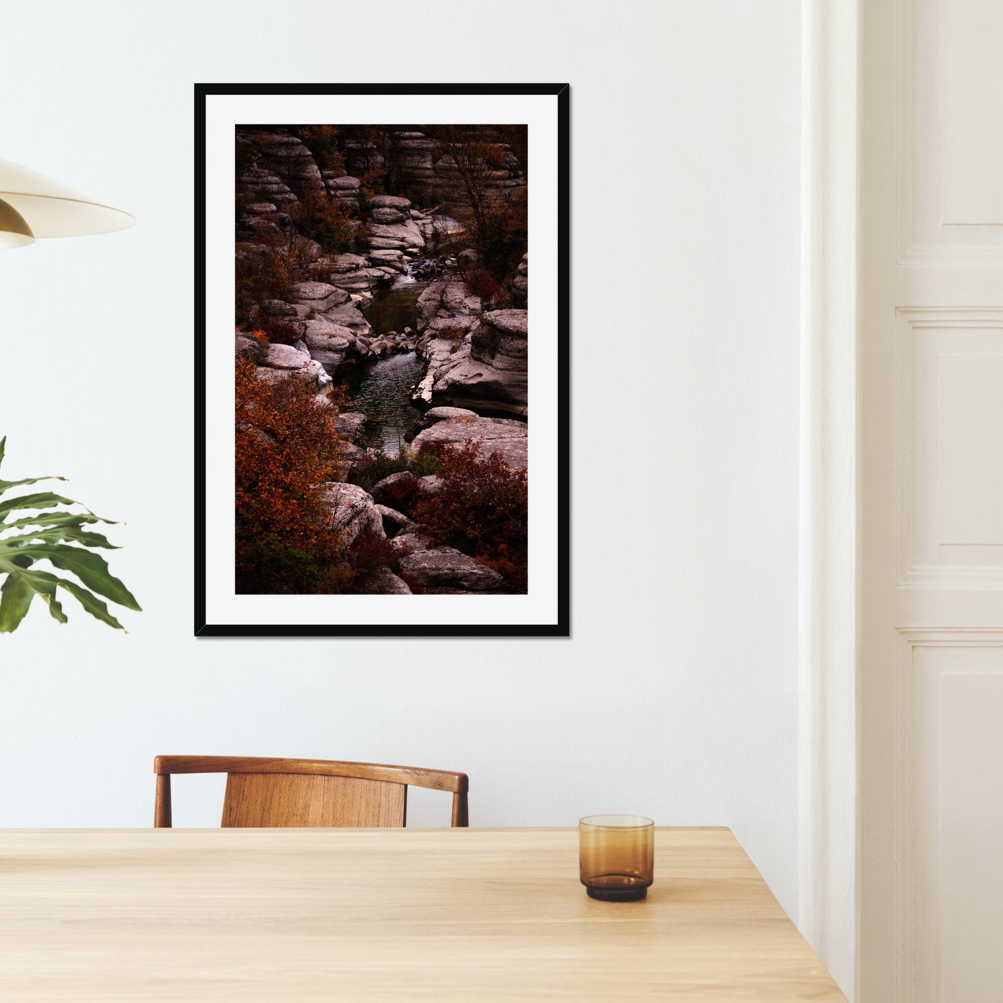 Autumn Ravine fine art print displayed in a living room