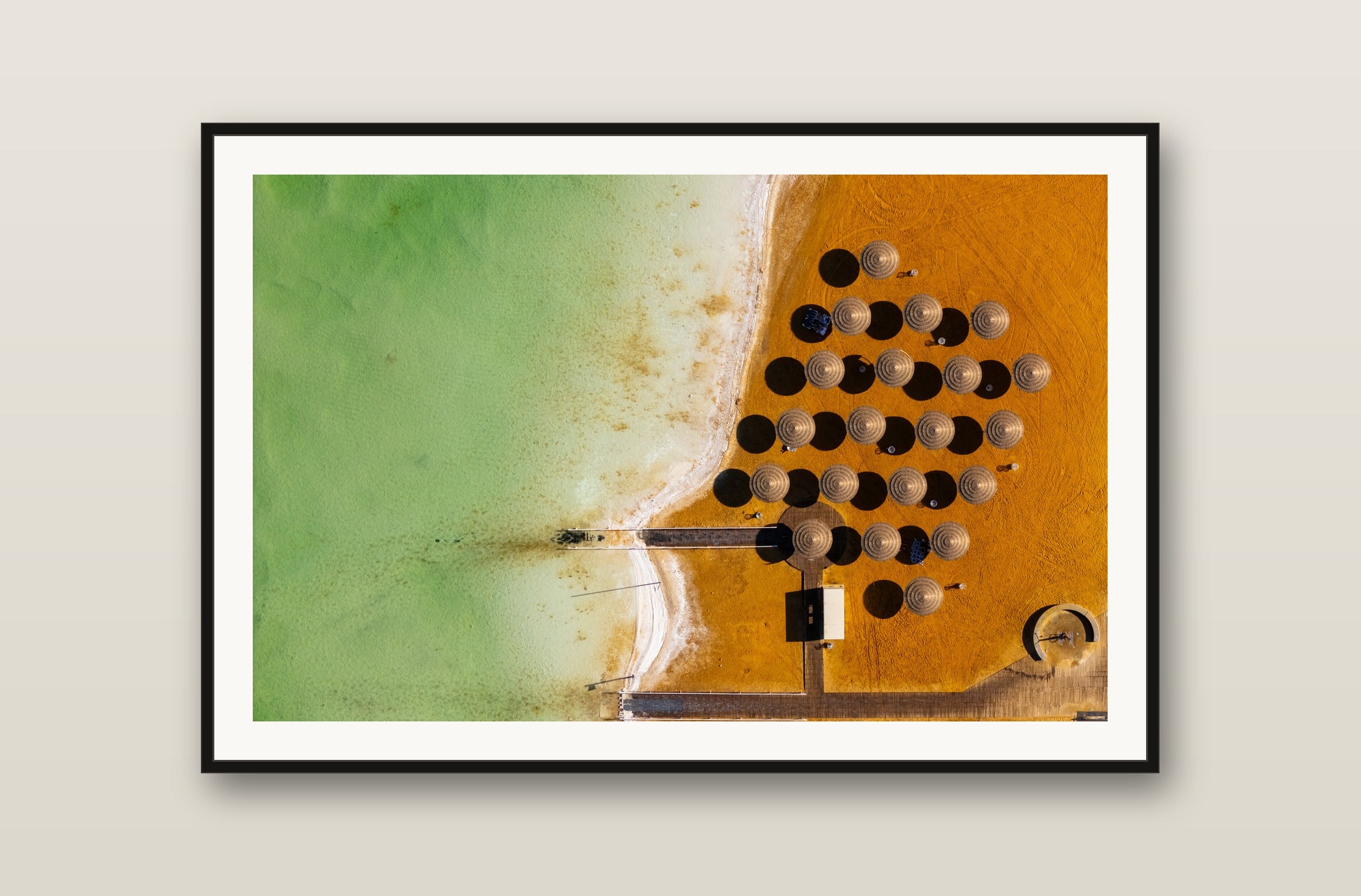 Beach Umbrellas fine art print mockup on a wall
