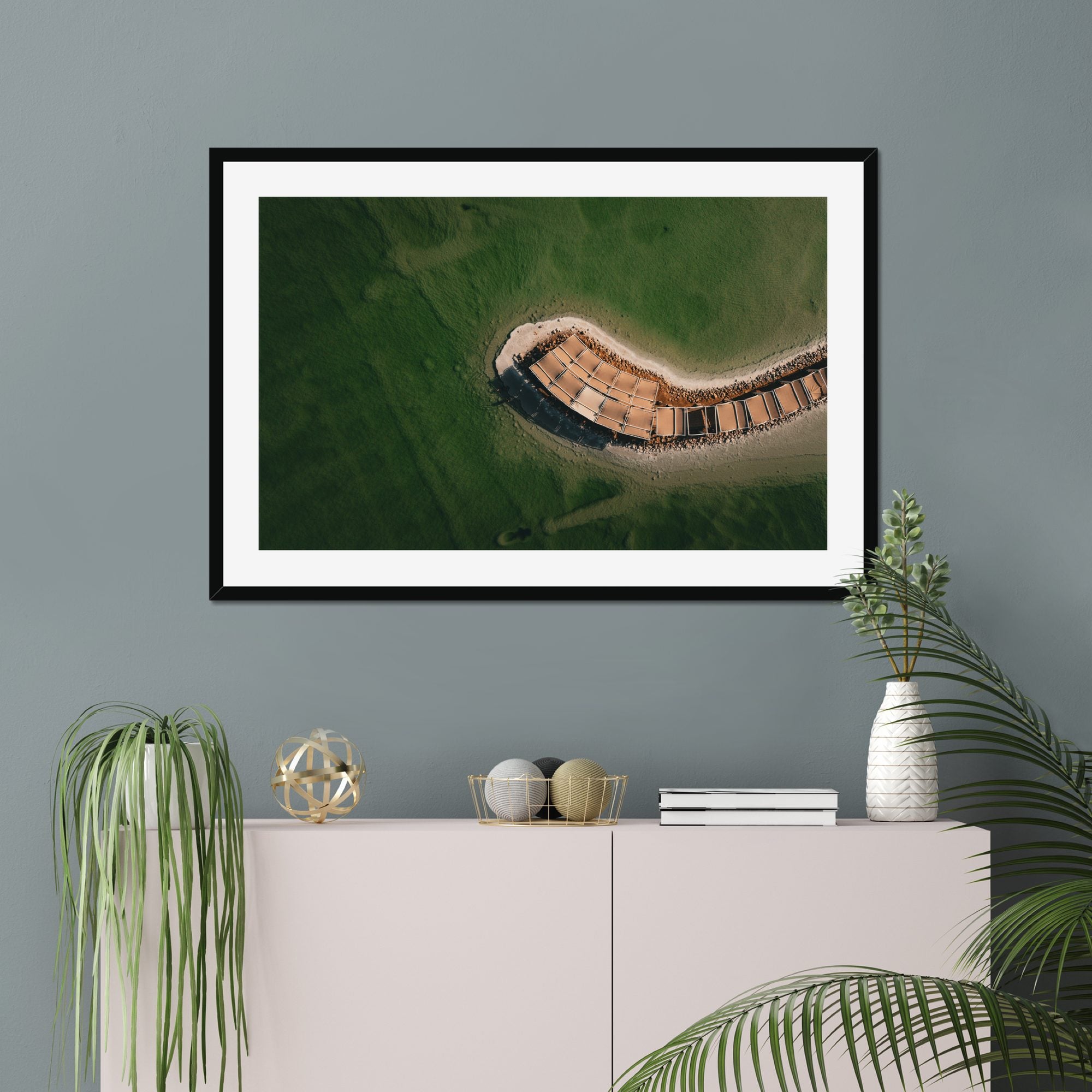 Cabana Line fine art print displayed in a living room