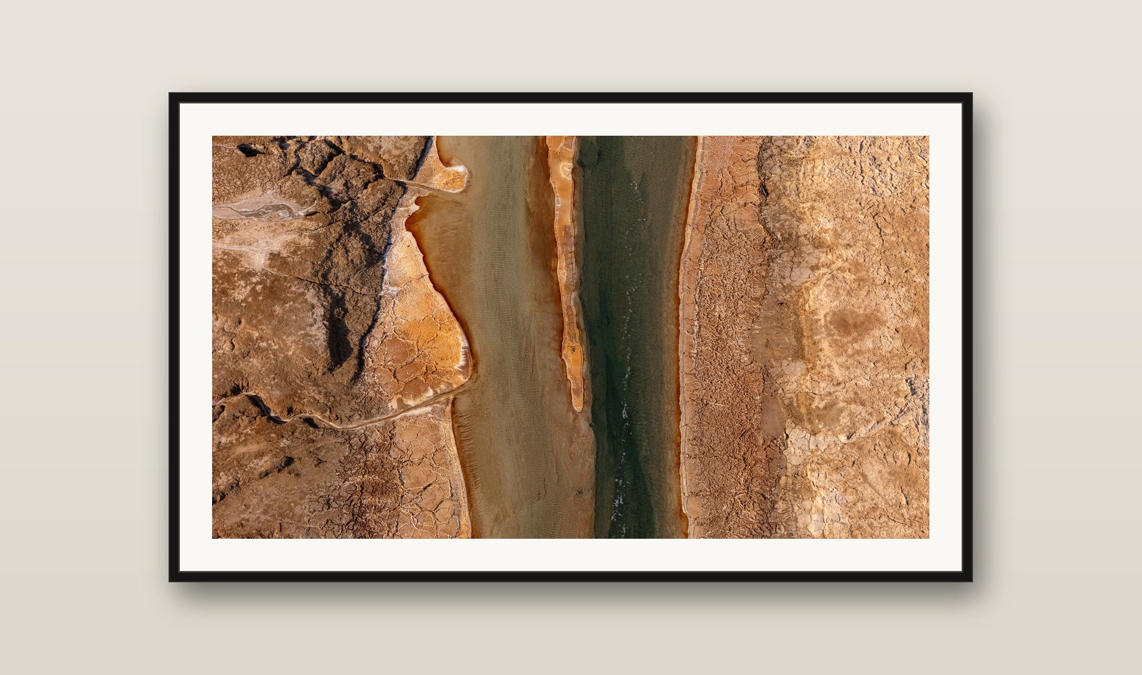 Channel Line fine art print mockup on a wall