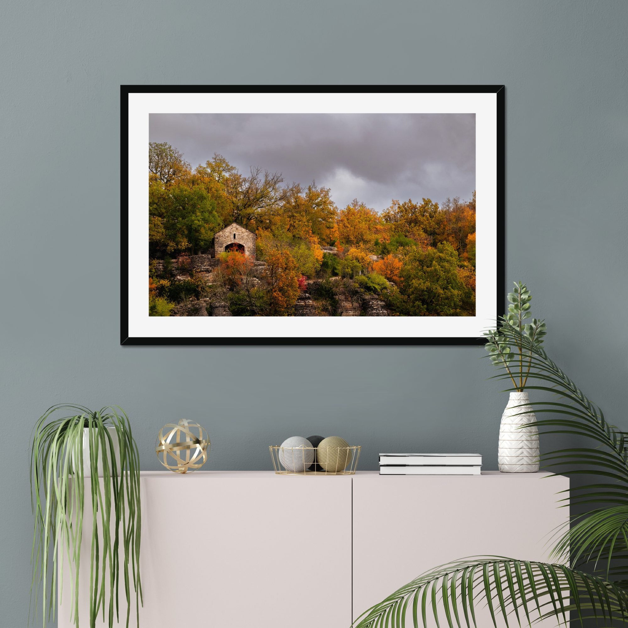 Chapel Ridge fine art print displayed in a living room