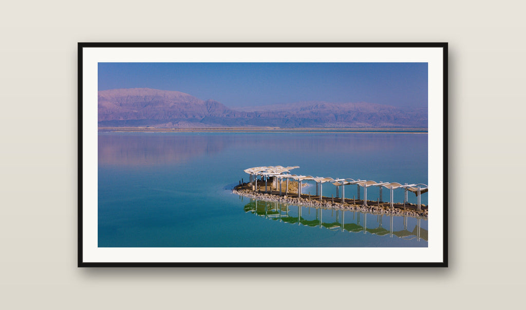 Dead Sea Pier fine art print mockup on a wall