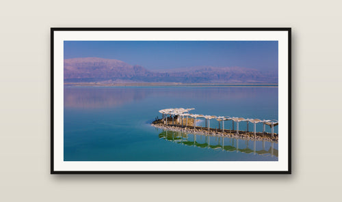 Dead Sea Pier fine art print mockup on a wall