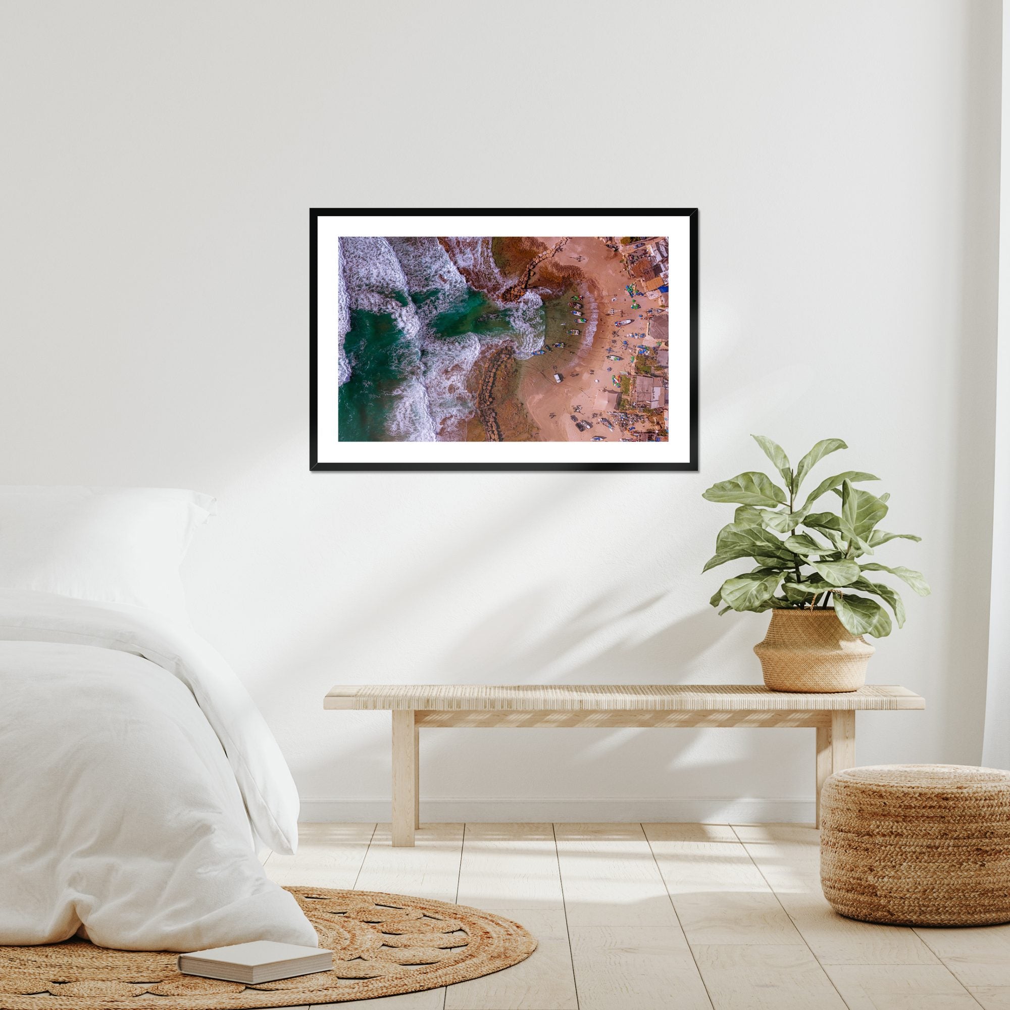 Fishing Village fine art print displayed in a living room