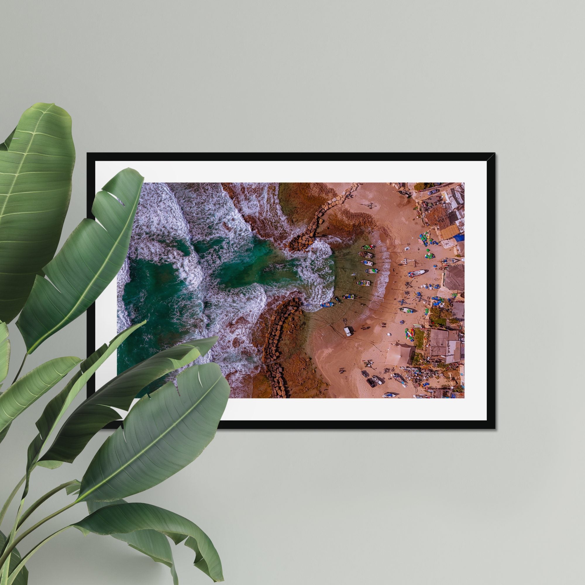 Fishing Village fine art print displayed in a living room