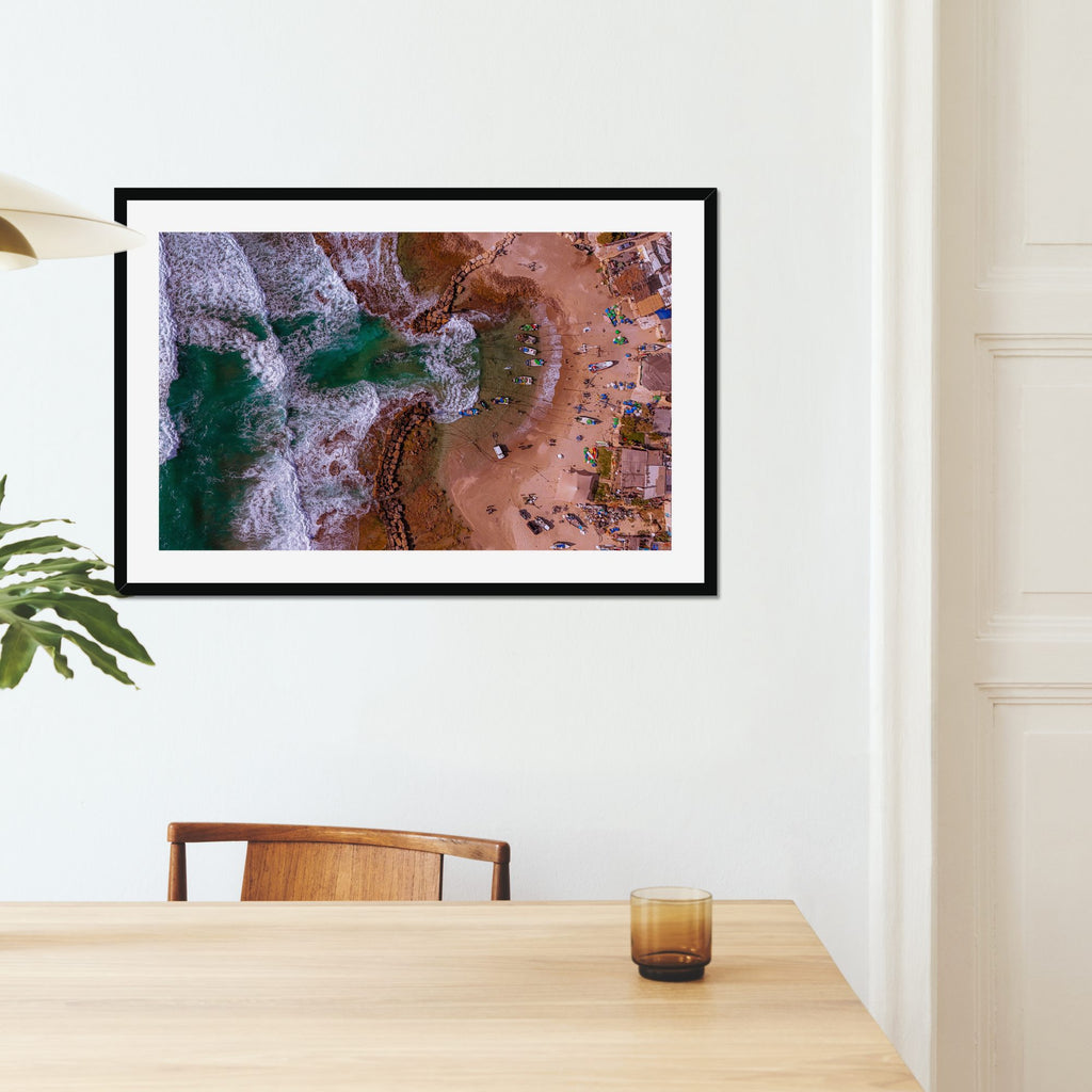 Fishing Village fine art print displayed in a living room