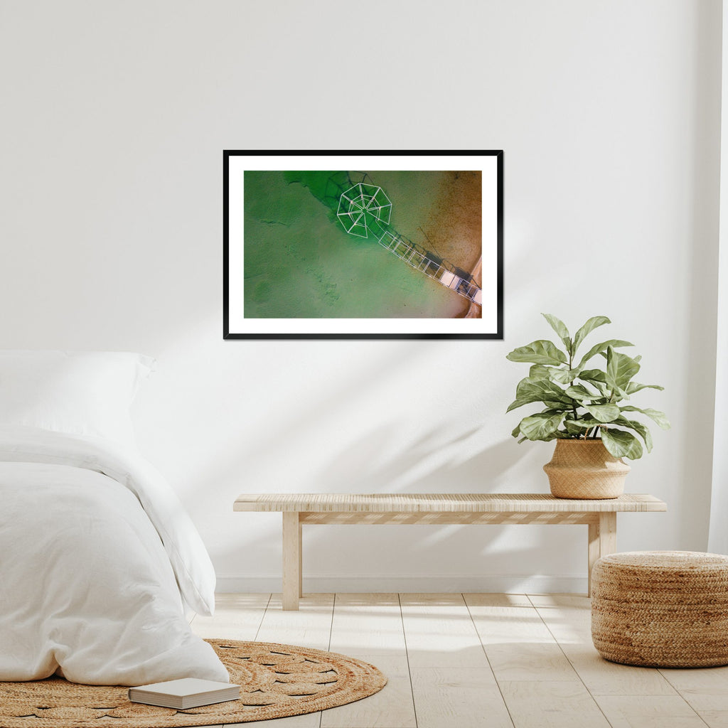 Floating Octagon fine art print displayed in a living room