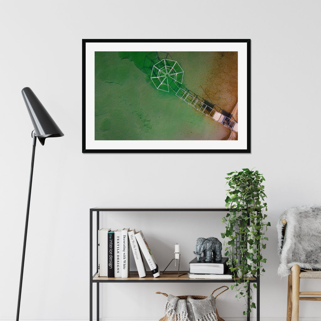 Floating Octagon fine art print displayed in a living room