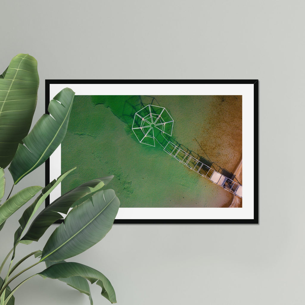 Floating Octagon fine art print displayed in a living room