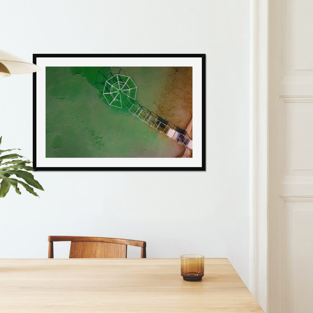 Floating Octagon fine art print displayed in a living room