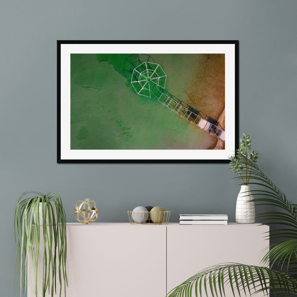 Floating Octagon fine art print displayed in a living room