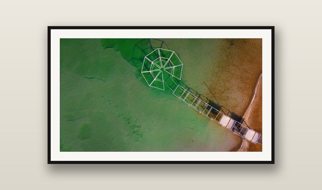 Floating Octagon fine art print mockup on a wall