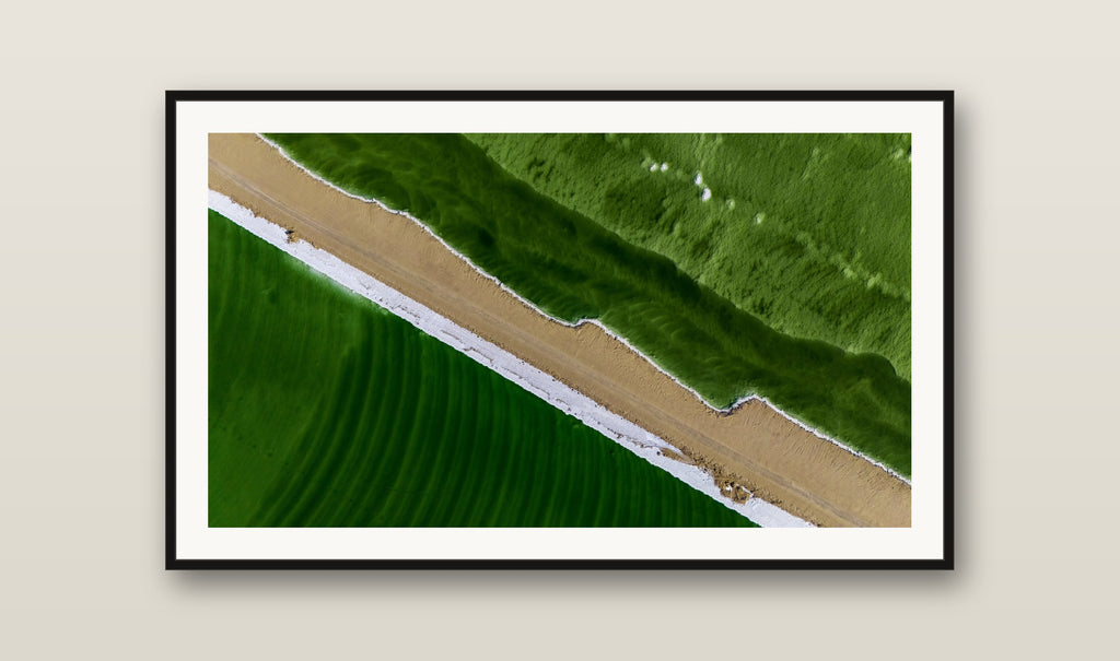 Green Divide fine art print mockup on a wall