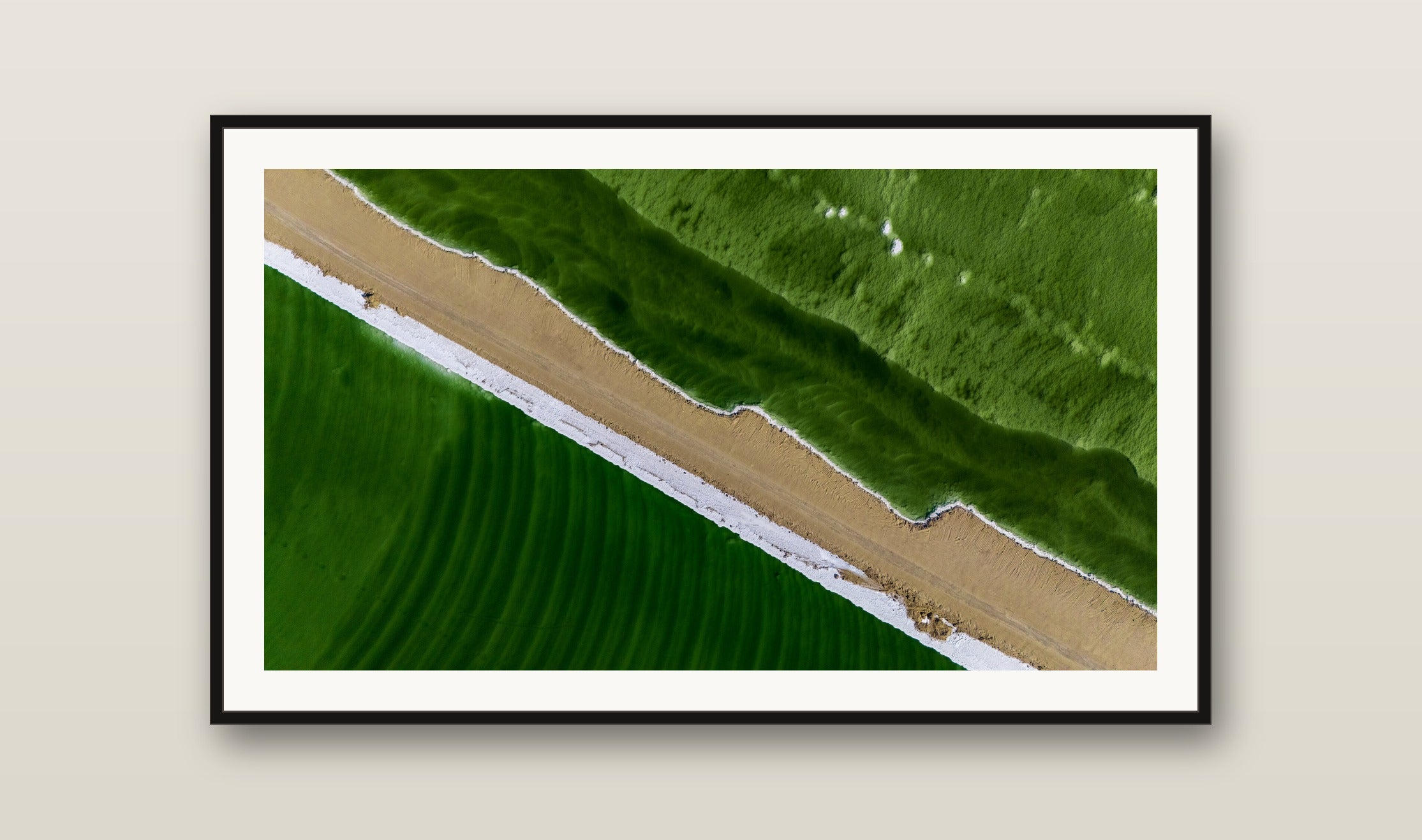 Green Divide fine art print mockup on a wall