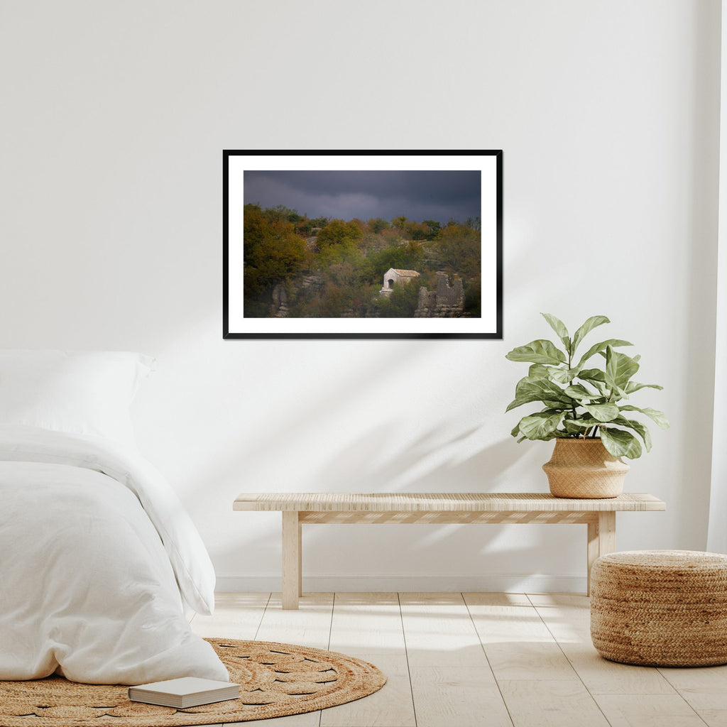 Hidden Chapel fine art print displayed in a living room