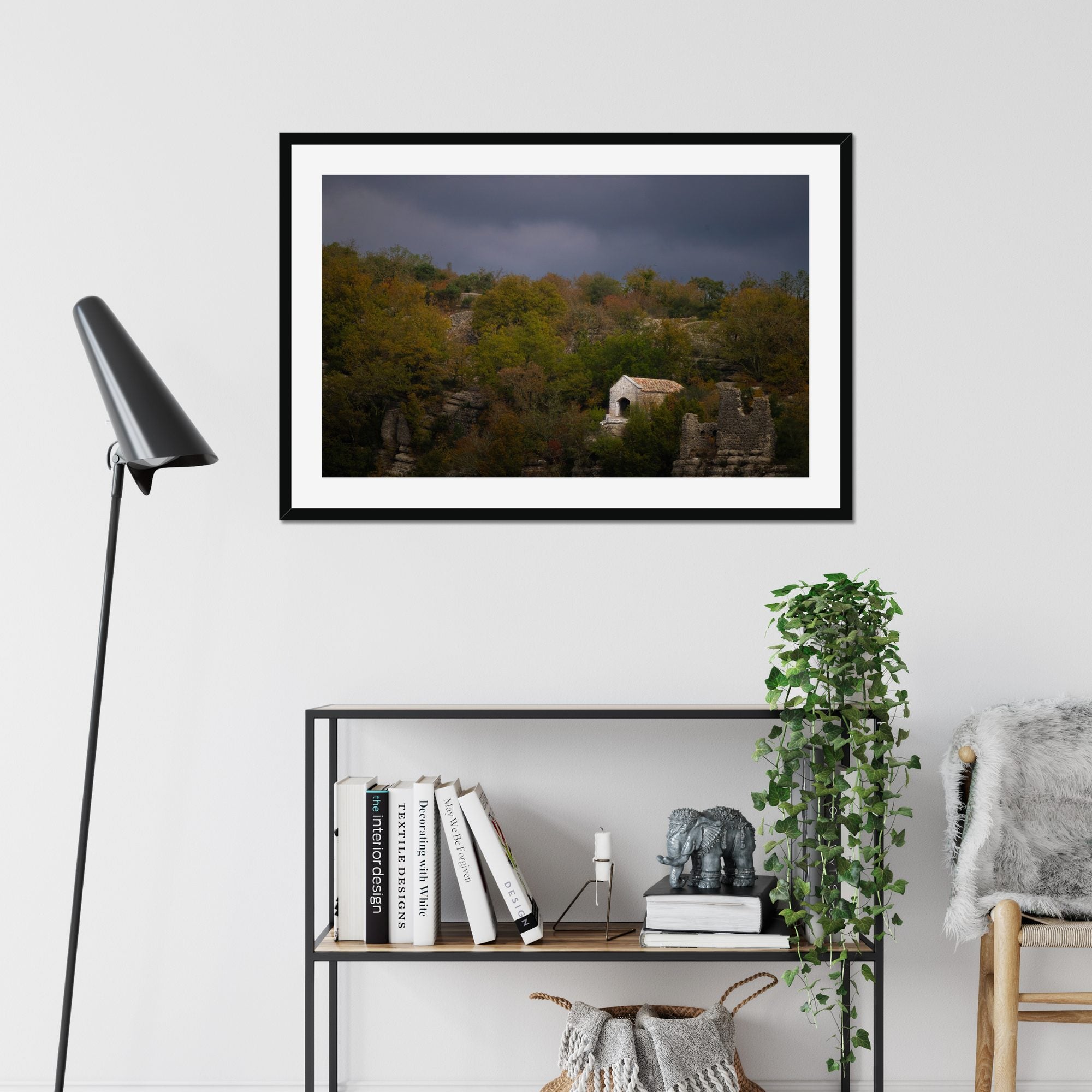 Hidden Chapel fine art print displayed in a living room