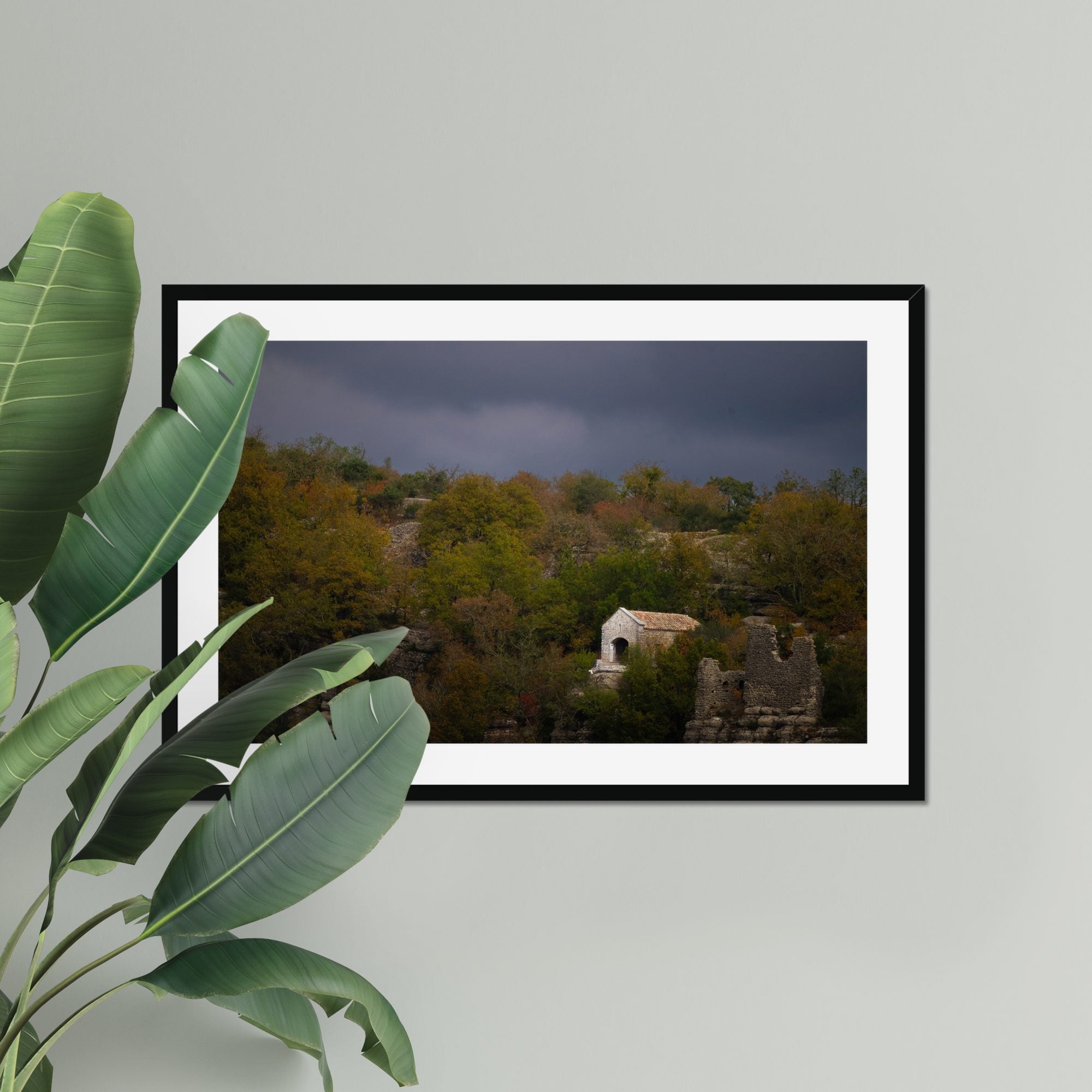 Hidden Chapel fine art print displayed in a living room