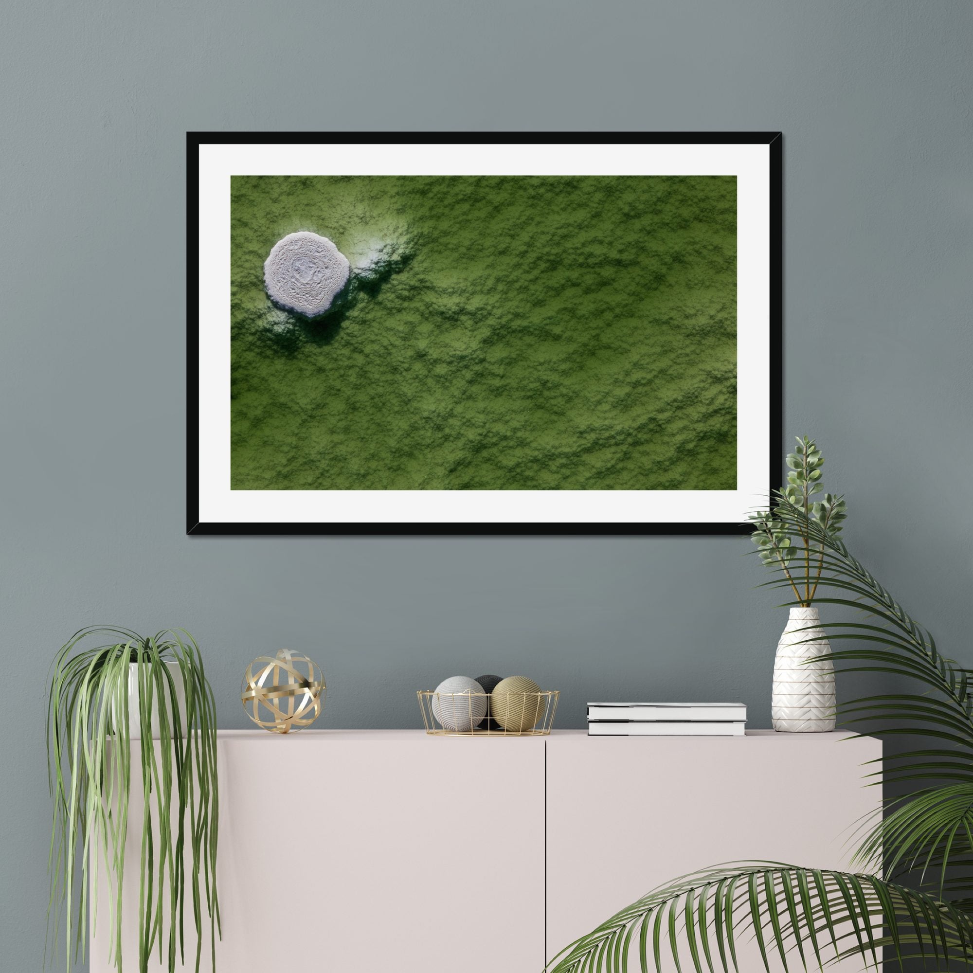 Lone Formation fine art print displayed in a living room