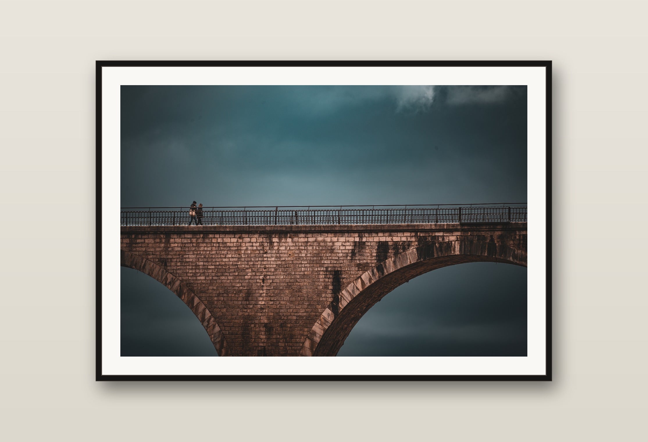 Old Crossing fine art print mockup on a wall