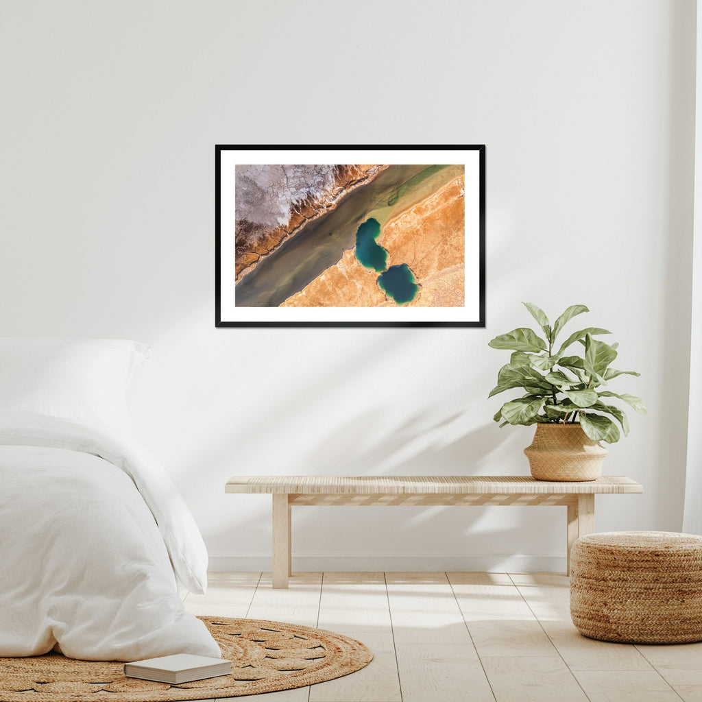 Paired Pools fine art print displayed in a living room