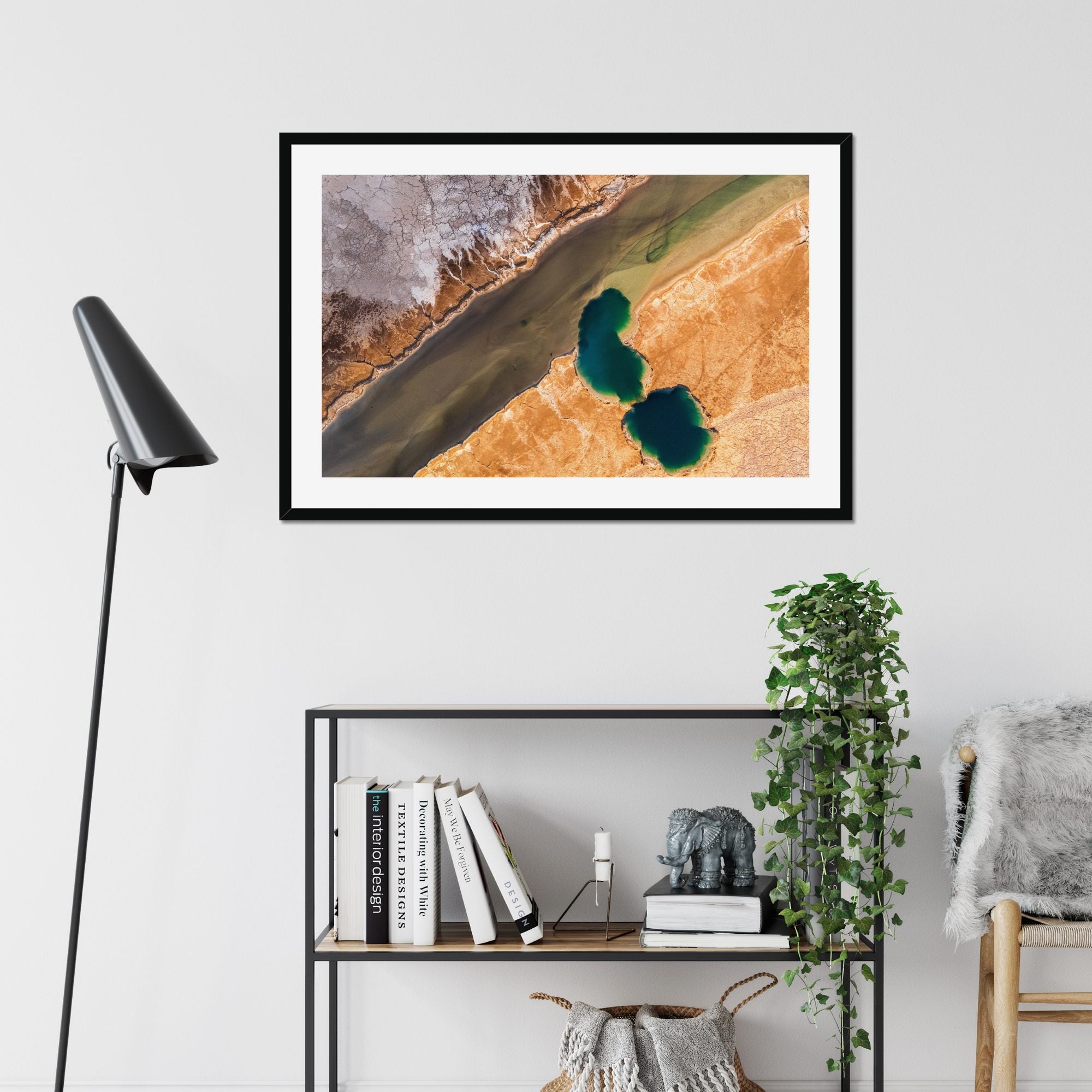 Paired Pools fine art print displayed in a living room