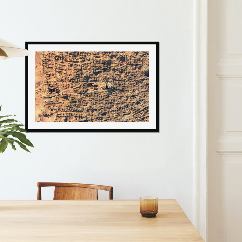 Ruins in the Brush fine art print displayed in a living room