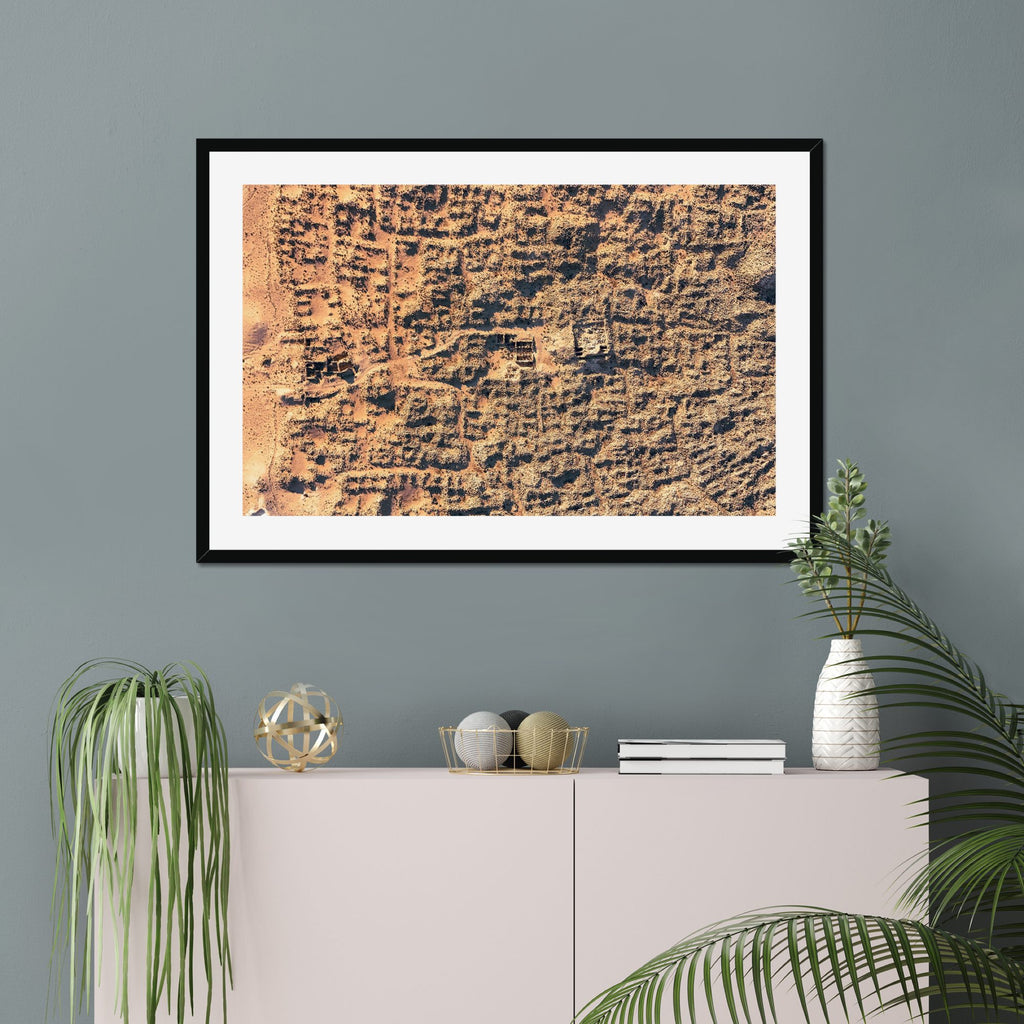 Ruins in the Brush fine art print displayed in a living room