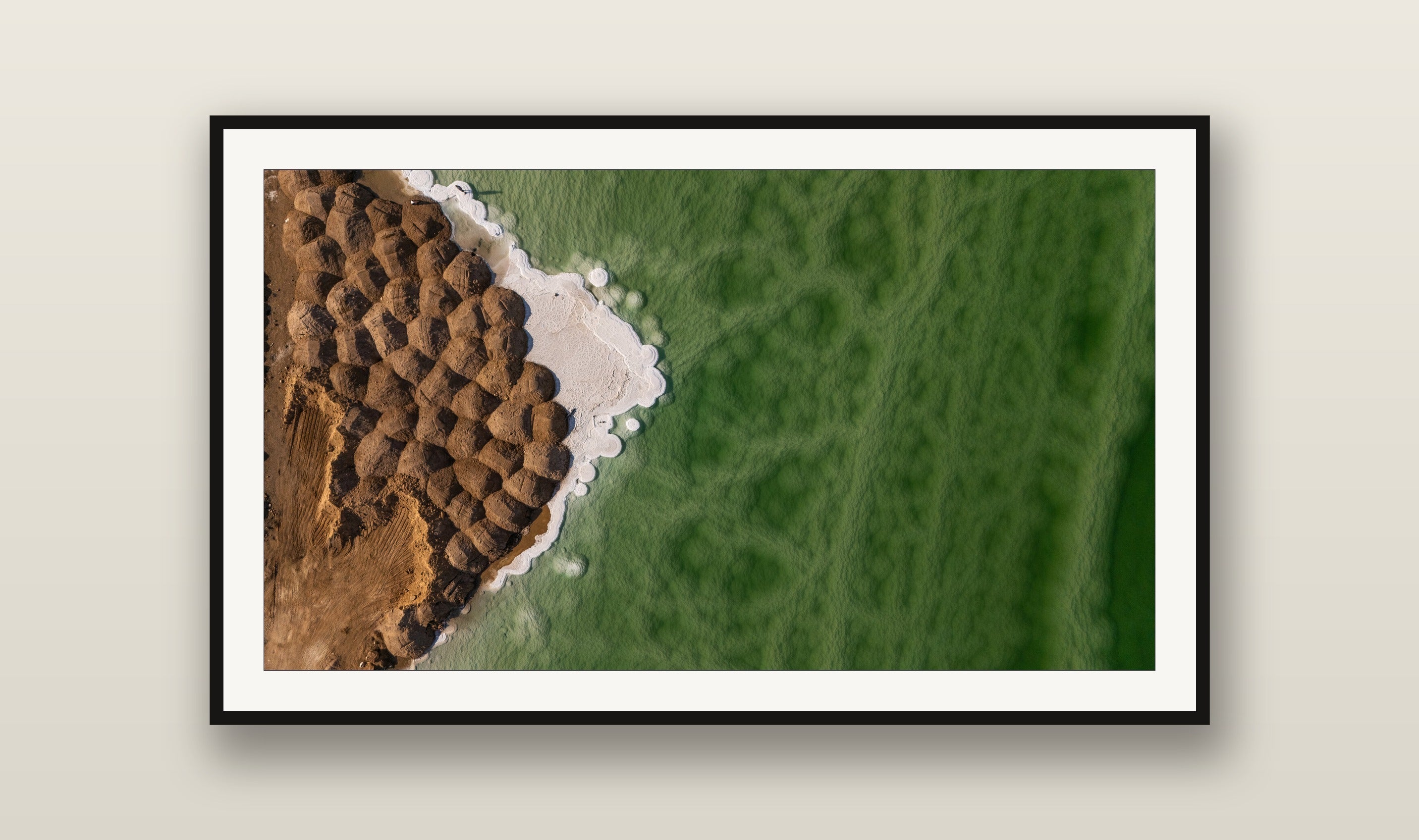Salt Scales fine art print mockup on a wall