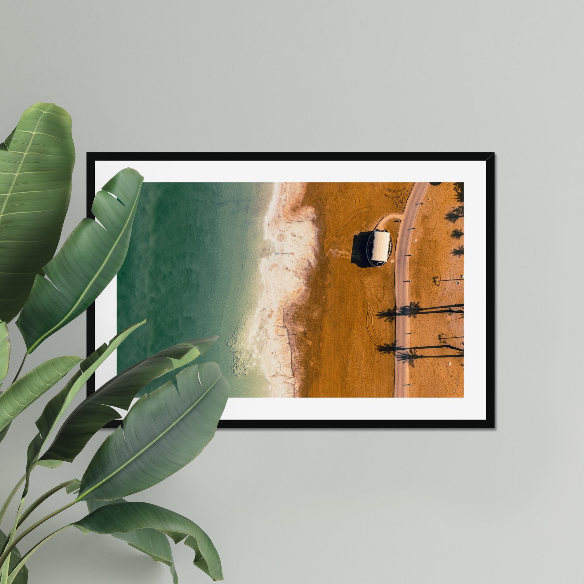 Shoreline Pavilion fine art print displayed in a living room