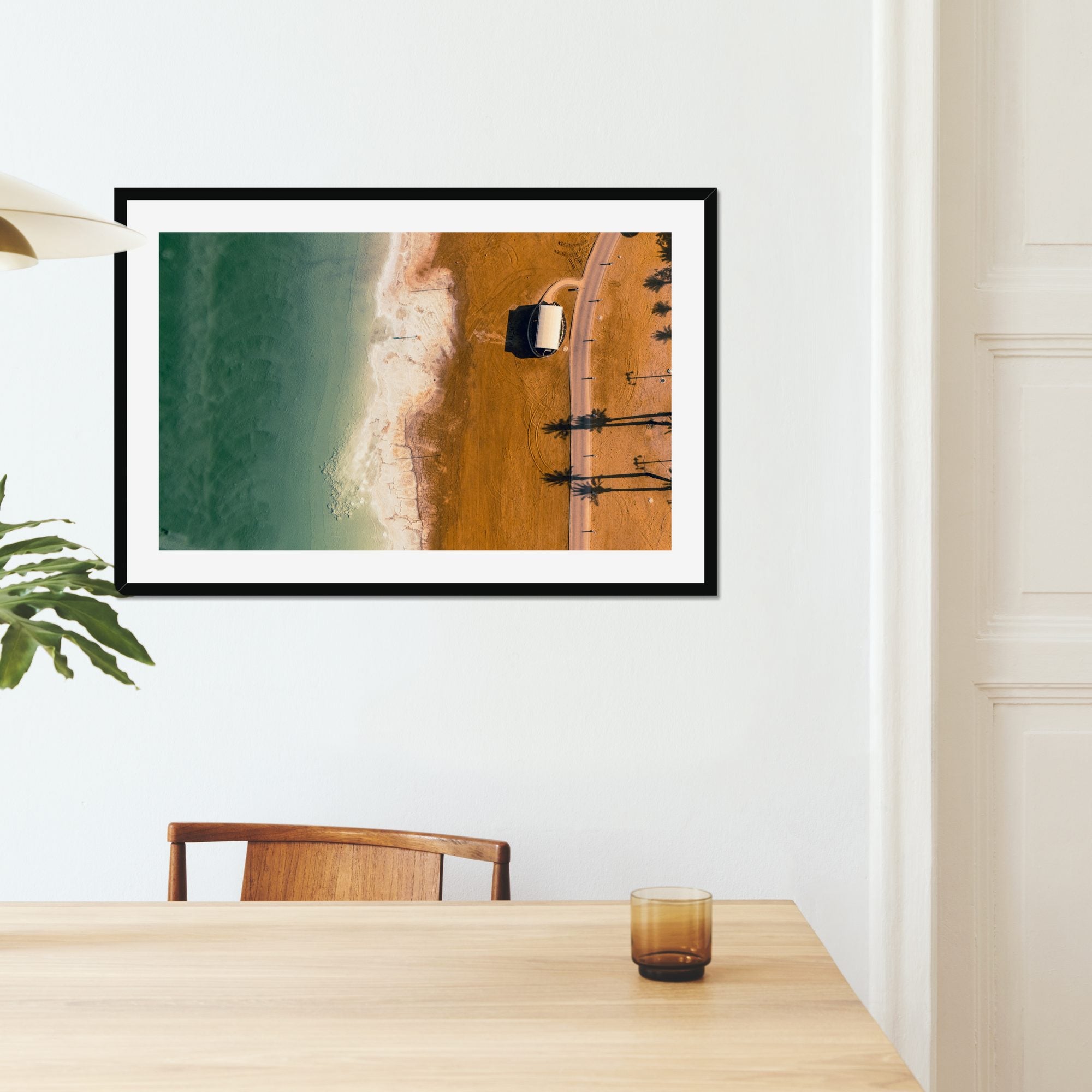 Shoreline Pavilion fine art print displayed in a living room
