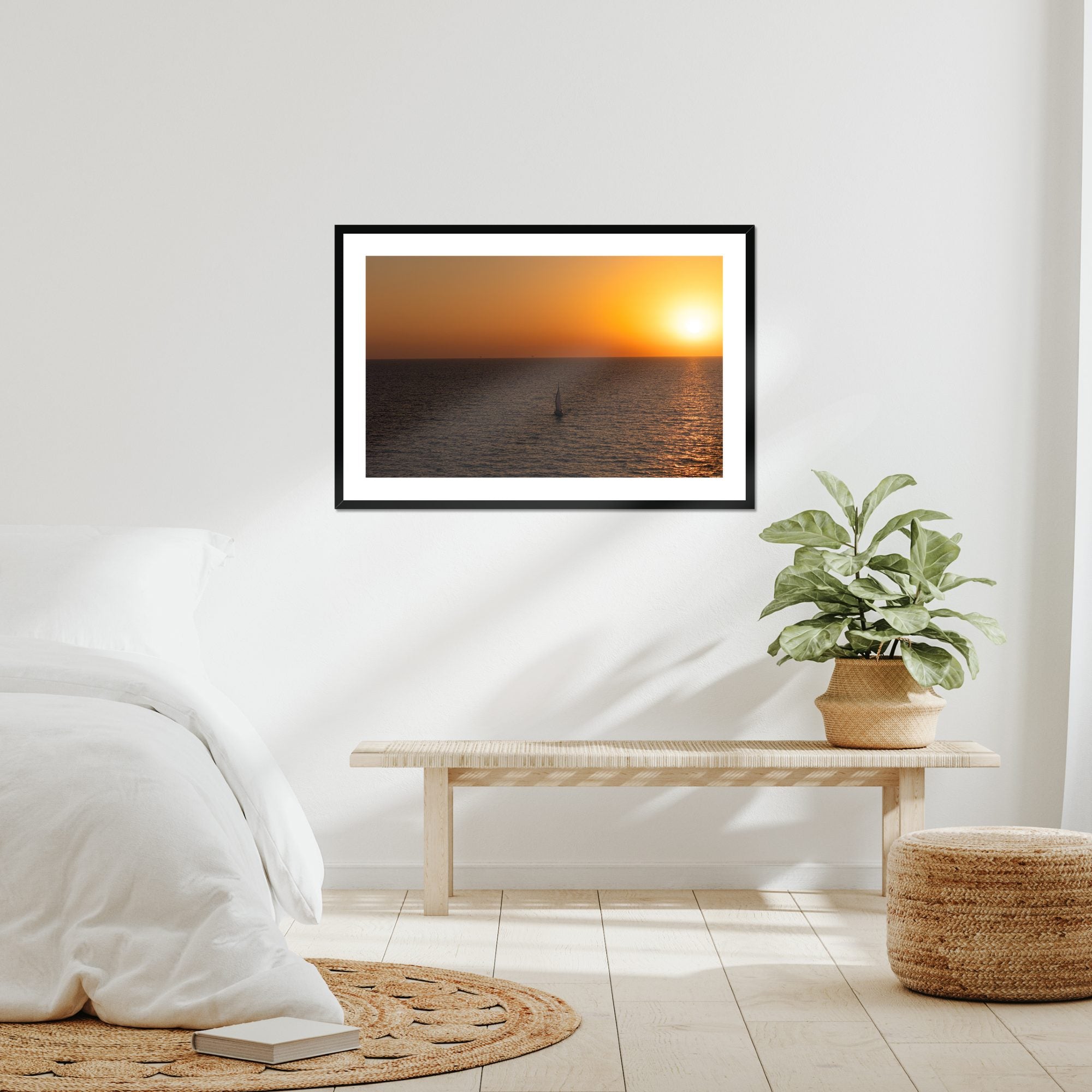 Solo Sail fine art print displayed in a living room
