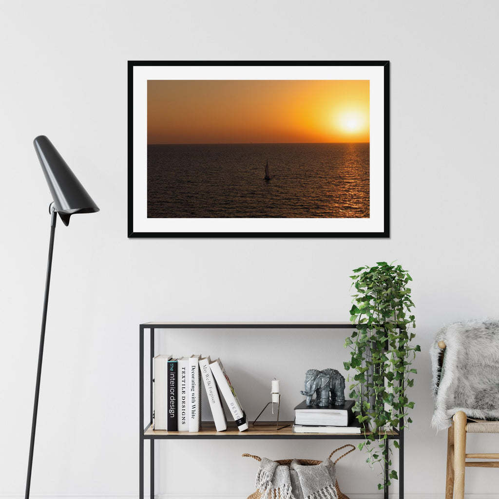Solo Sail fine art print displayed in a living room