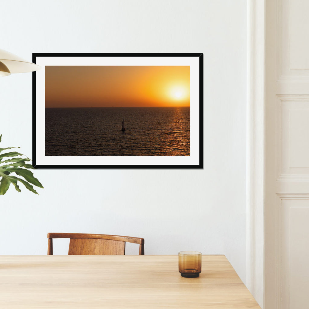 Solo Sail fine art print displayed in a living room