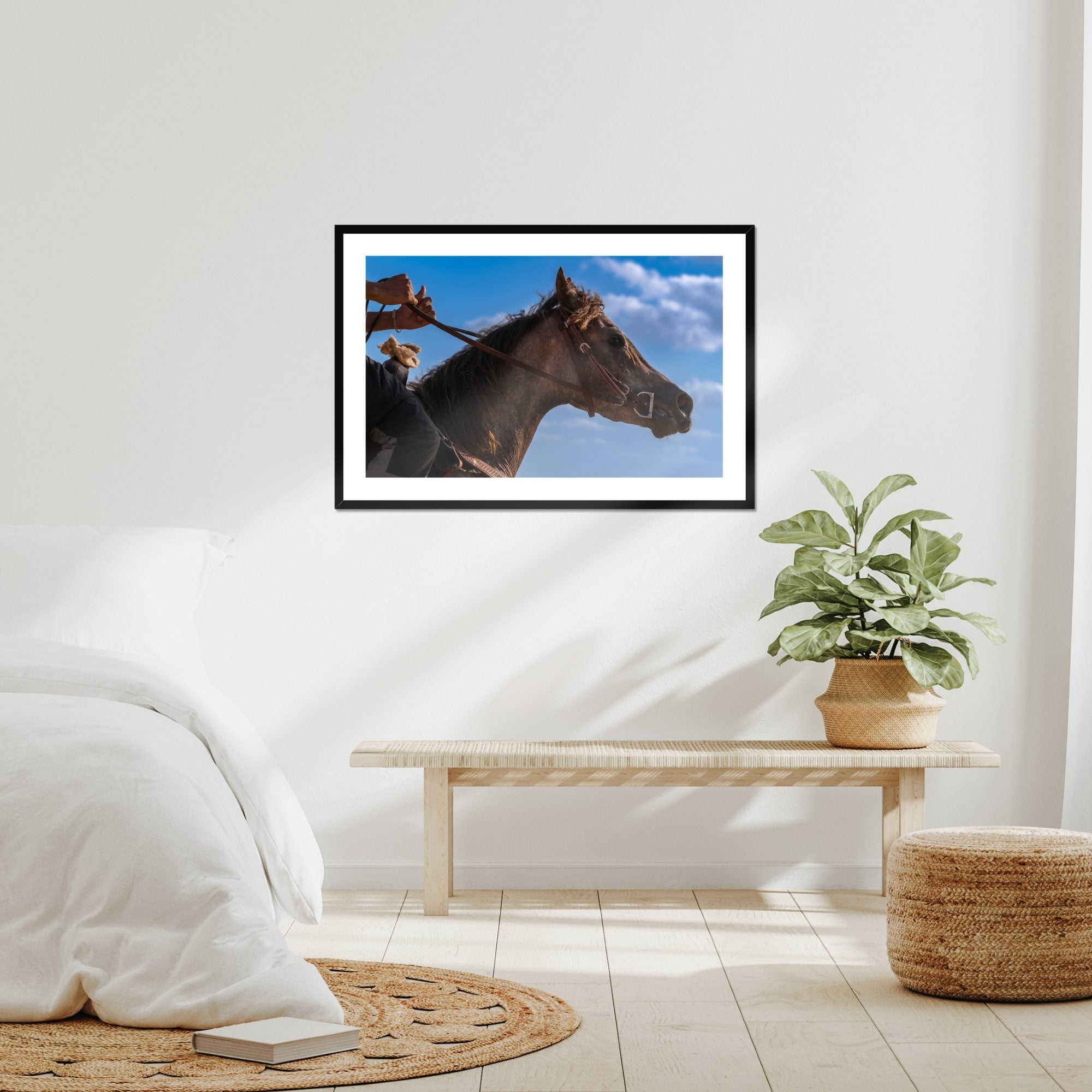Steady Hands fine art print displayed in a living room