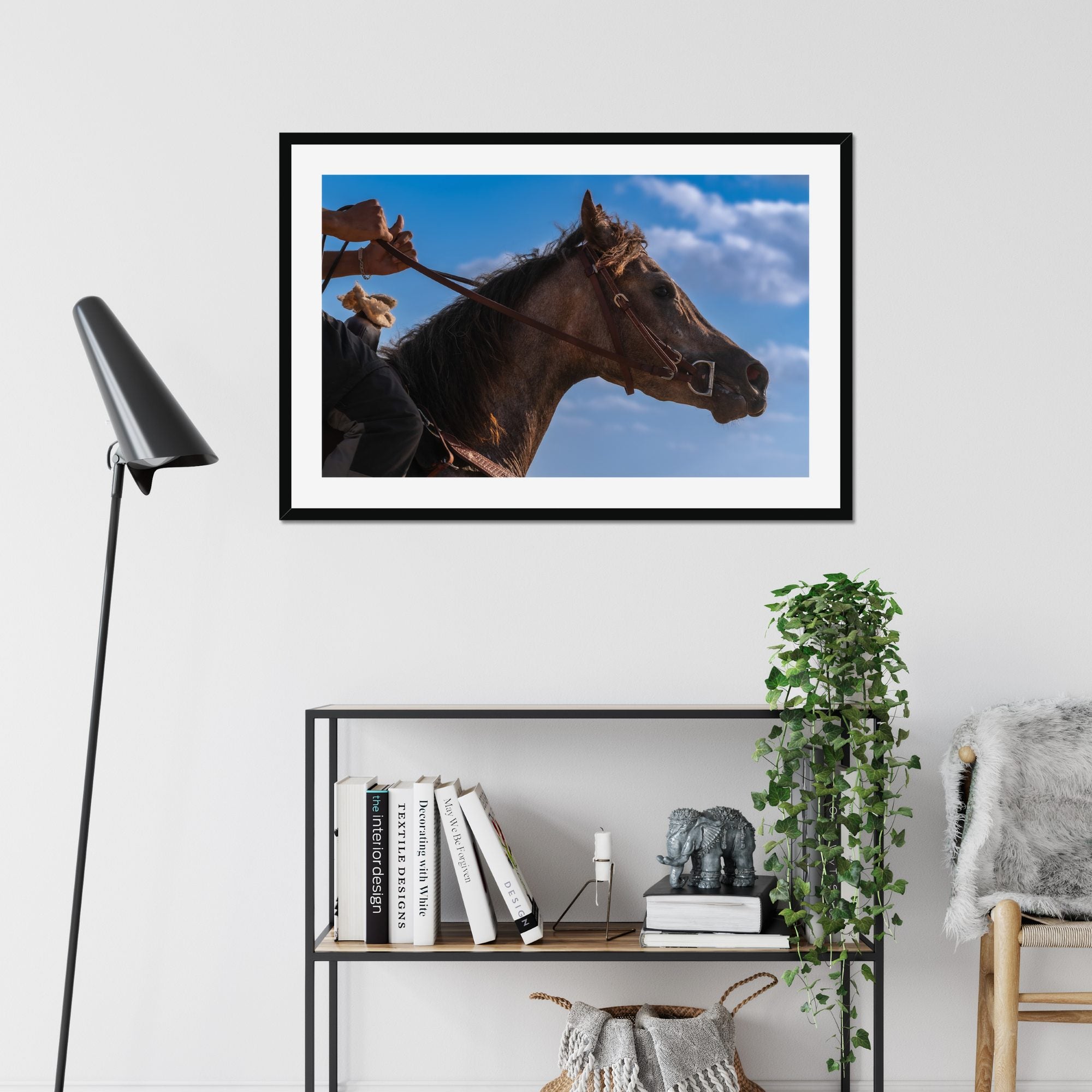 Steady Hands fine art print displayed in a living room