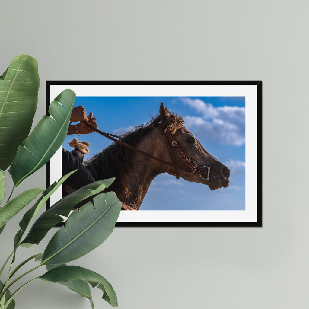 Steady Hands fine art print displayed in a living room