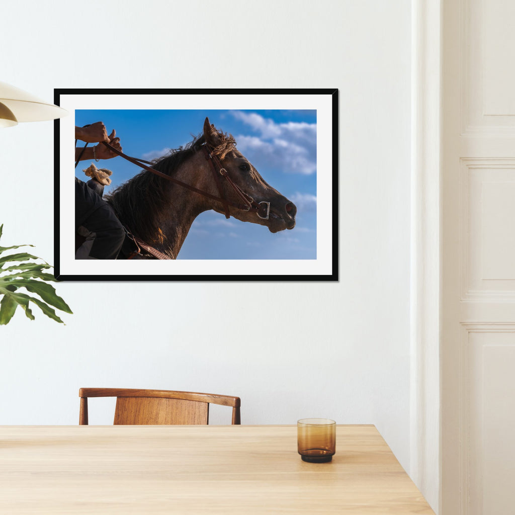 Steady Hands fine art print displayed in a living room