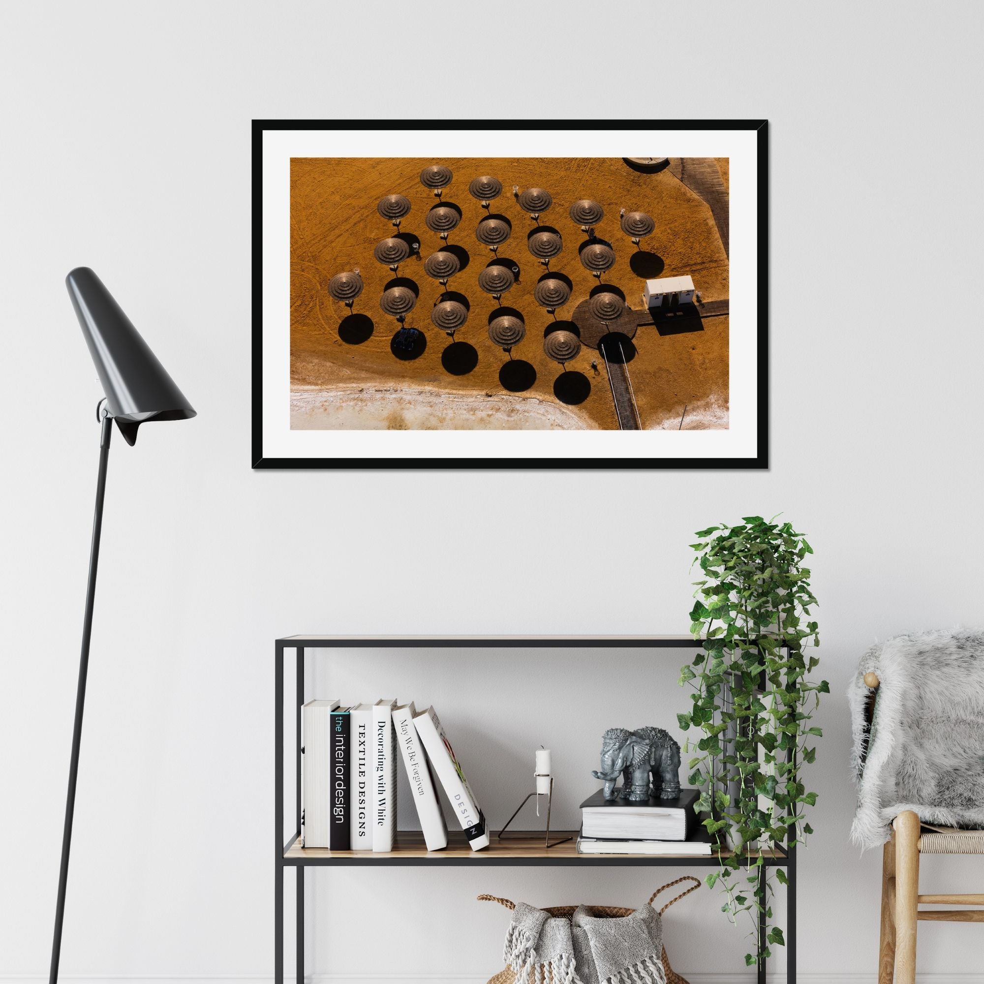 Straw Circles fine art print displayed in a living room