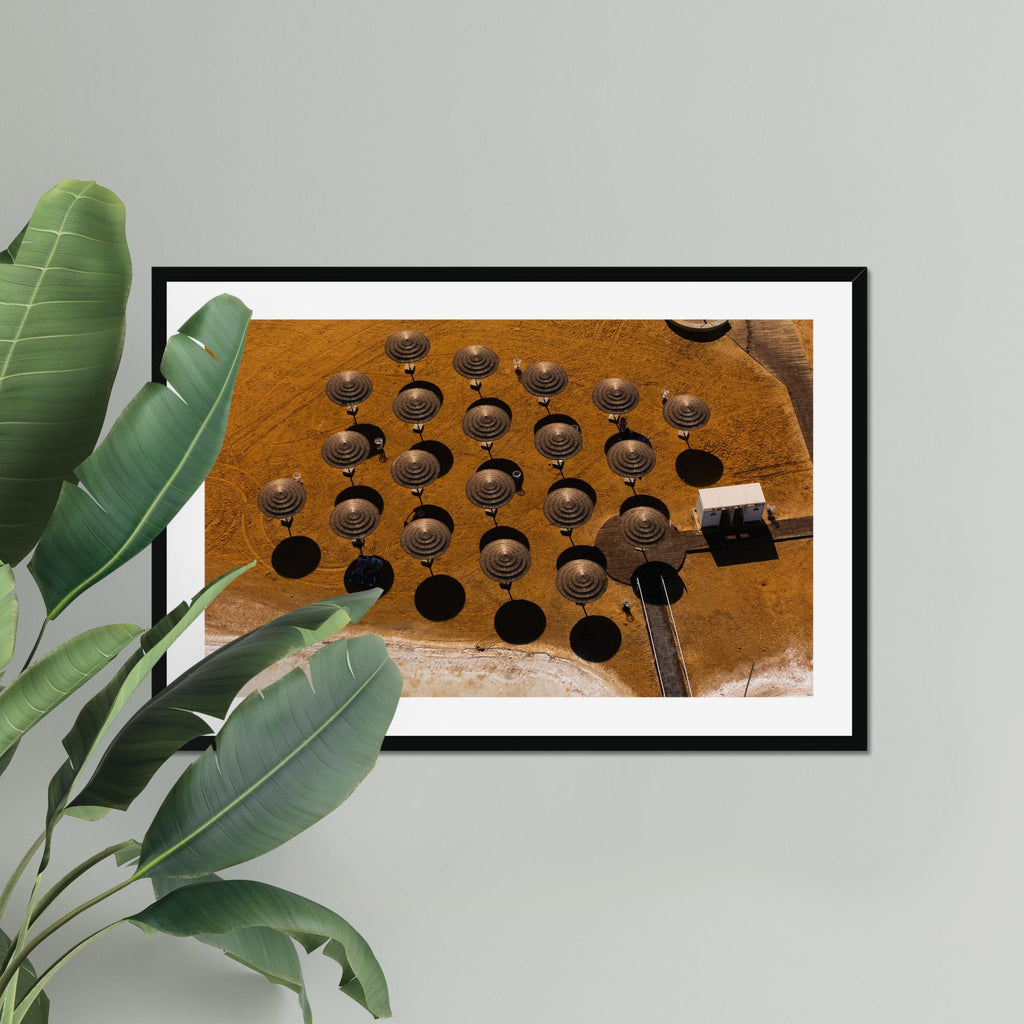 Straw Circles fine art print displayed in a living room