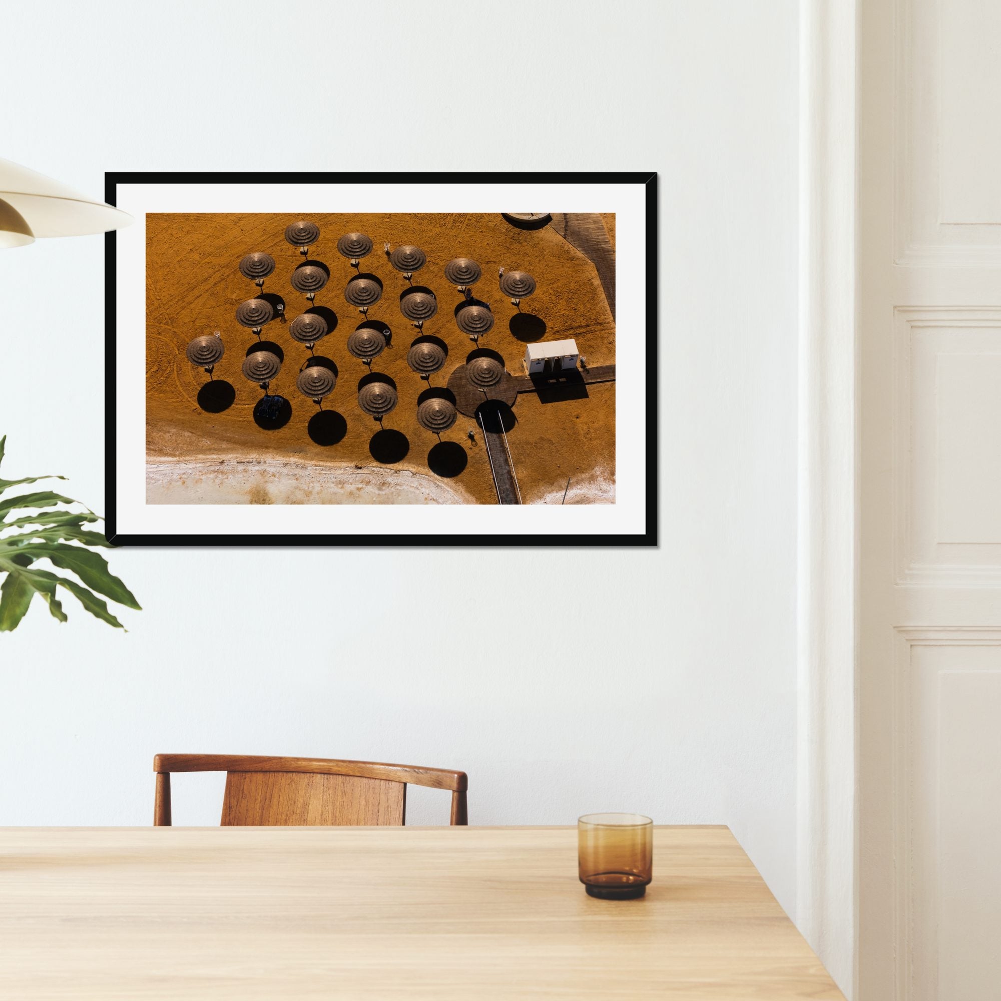 Straw Circles fine art print displayed in a living room