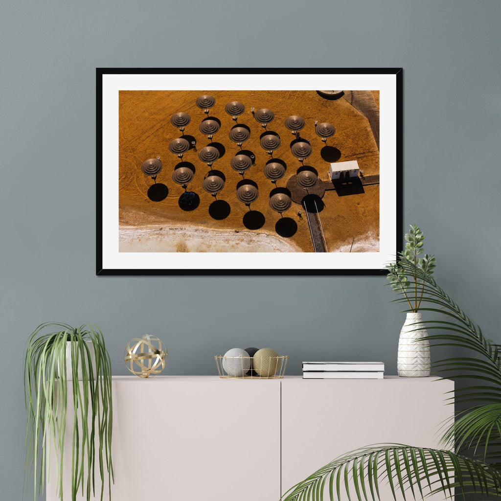 Straw Circles fine art print displayed in a living room