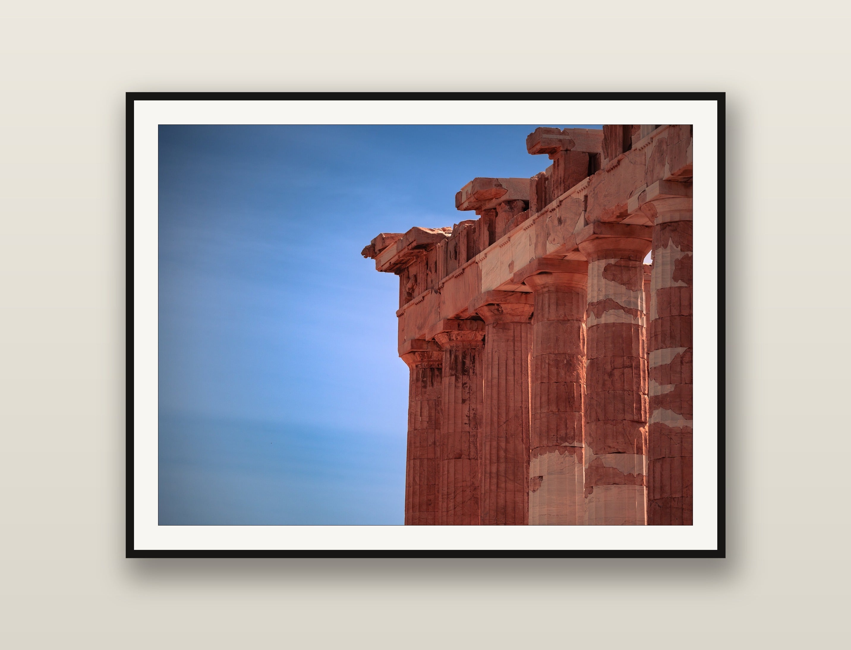 Temple Corner fine art print mockup on a wall
