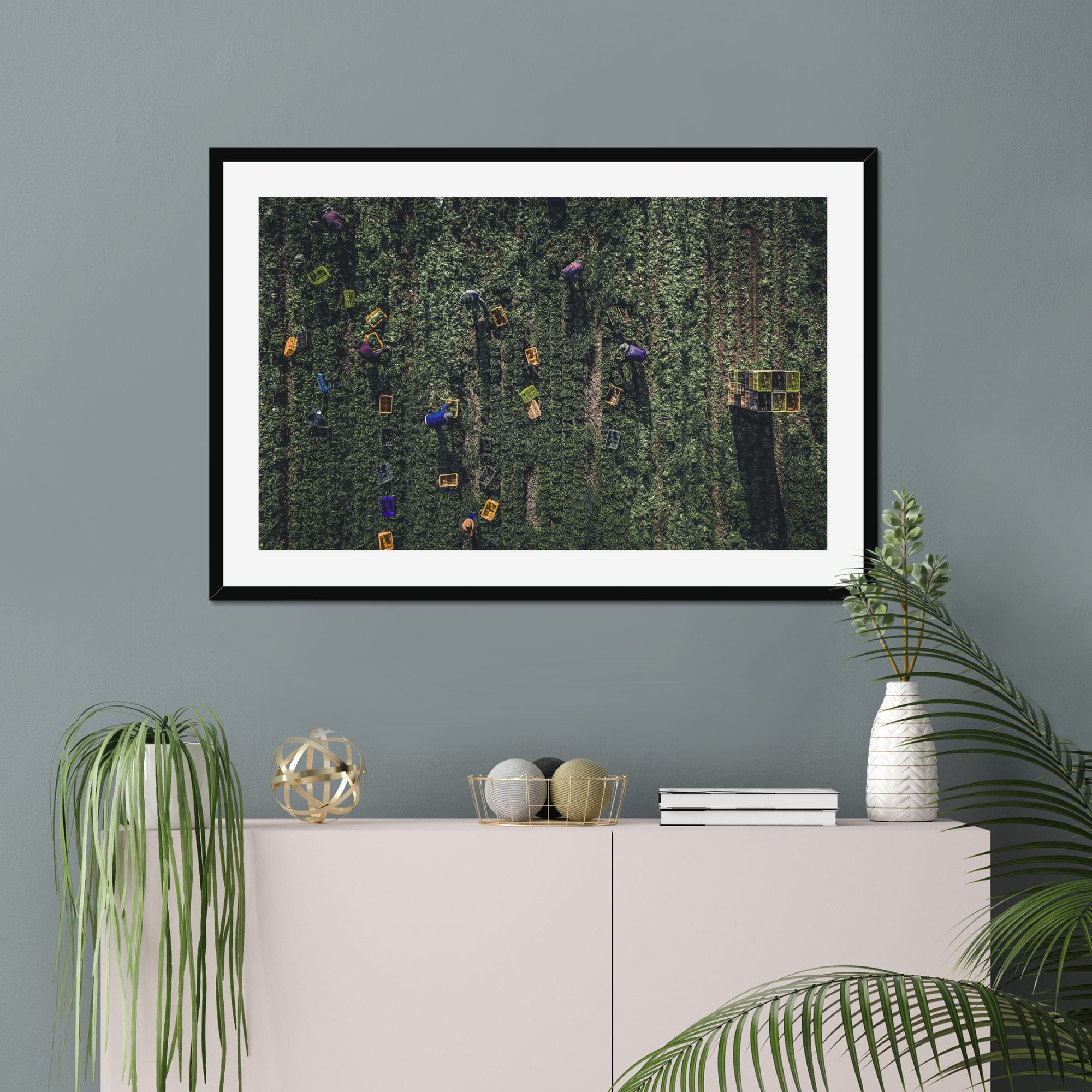 The Harvest fine art print displayed in a living room